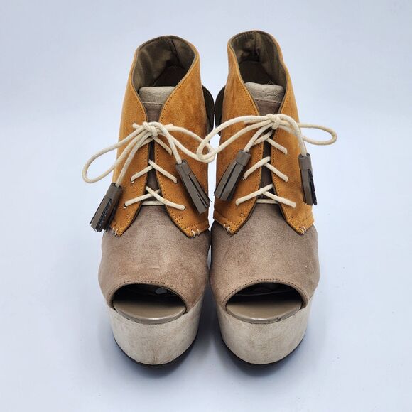 Divided by H&M Cutout Lace Up Platform Wedges Size 8 - Picture 2 of 10